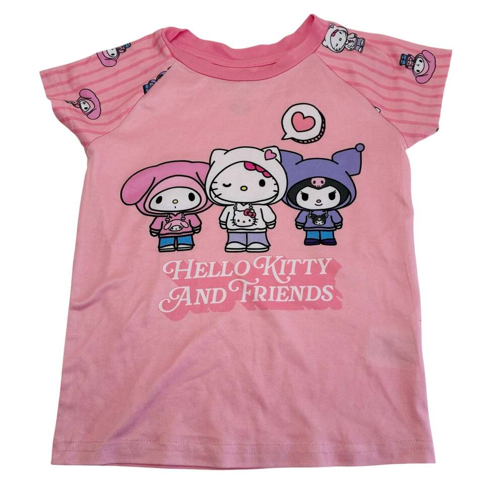 Hello Kitty & Friends Girl's 4 Pink Pajama Top Short Sleeve Flame Resistant